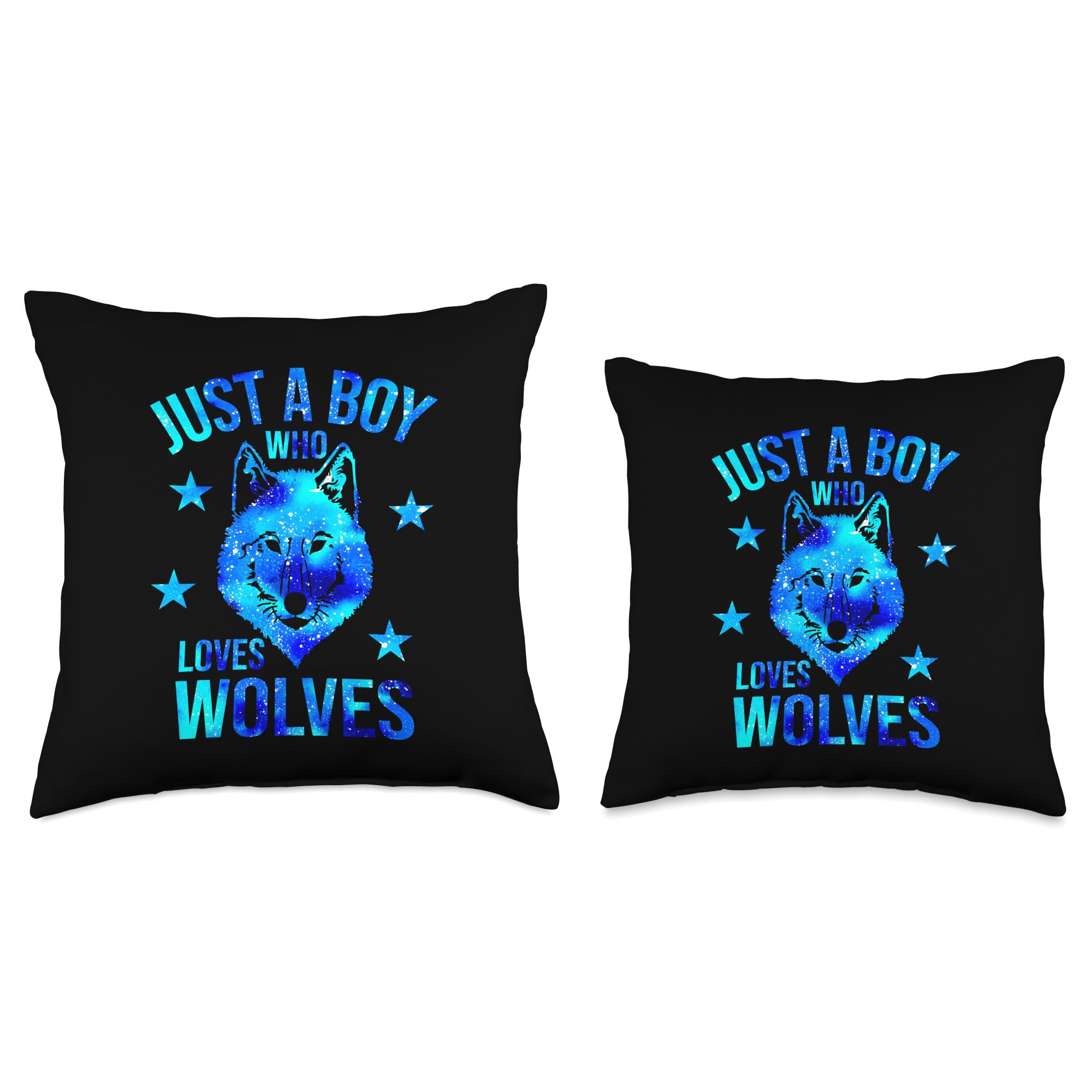 Just a Boy who Loves Wolves TS Co. Just a Boy Who Loves Wolves Galaxy Space Wolf Lover Themed Throw Pillow, 16x16, Multicolor