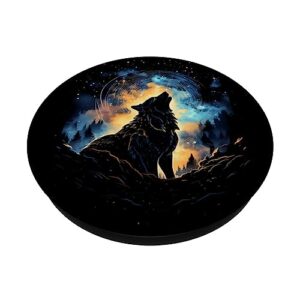 Howling Wolf Space Galaxy Stars Wolves Animal PopSockets Swappable PopGrip