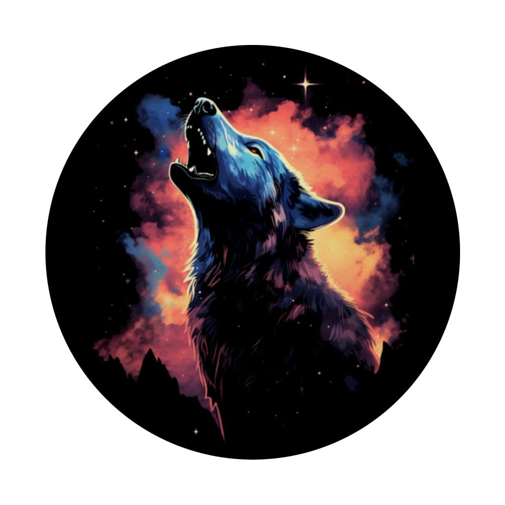 Howling Wolf Space Galaxy Stars Wolves Animal PopSockets Swappable PopGrip