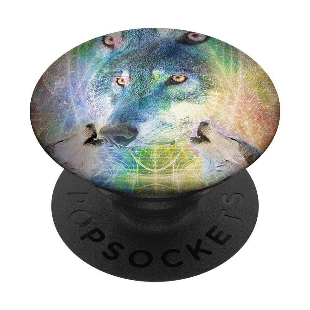 EDM Trippy Wolf Rave - Space Wolves PopSockets Swappable PopGrip