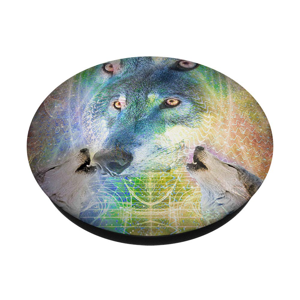 EDM Trippy Wolf Rave - Space Wolves PopSockets Swappable PopGrip