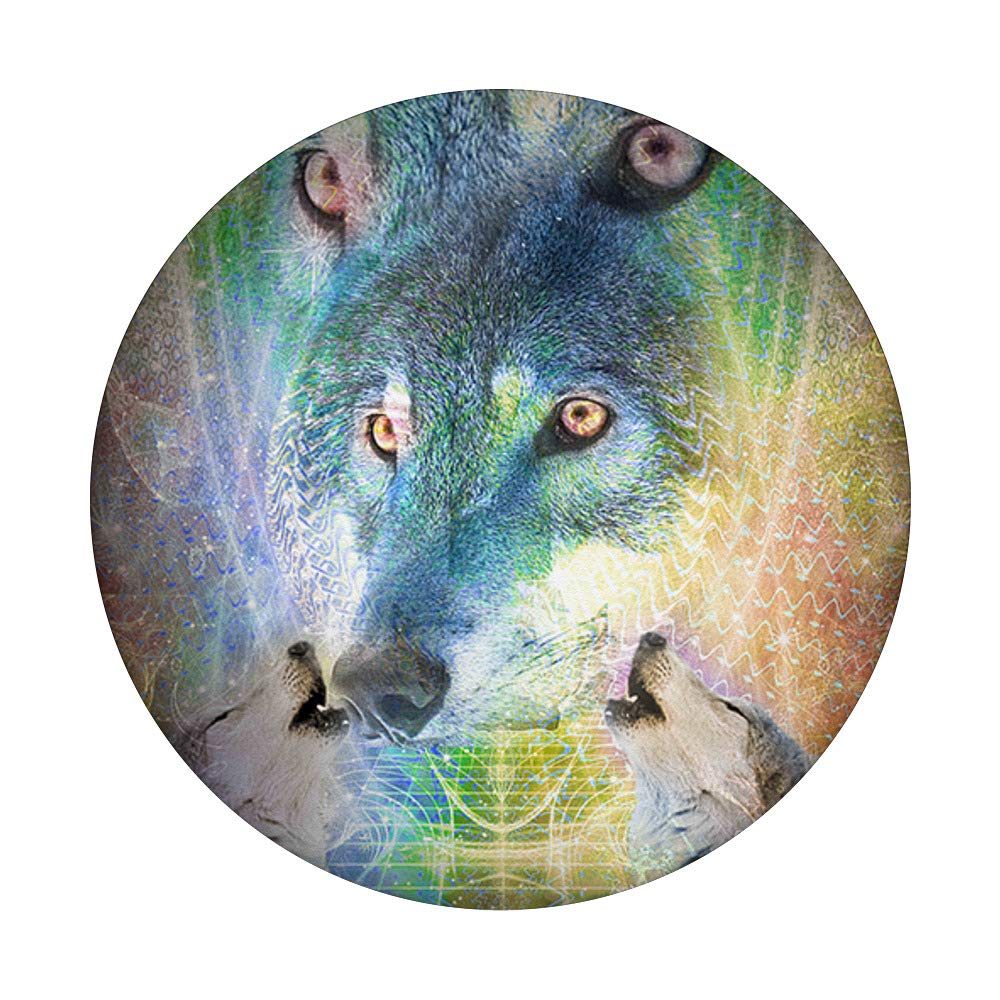 EDM Trippy Wolf Rave - Space Wolves PopSockets Swappable PopGrip