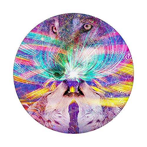 EDM Trippy Wolf Rave - Space Wolves PopSockets Swappable PopGrip