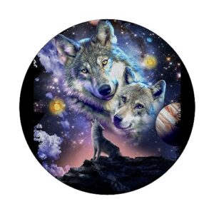 Cosmic Space Wolf, Wolves Family Howling, Celestial Bond PopSockets Standard PopGrip