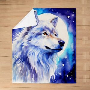 Wolf Fuzzy Blanket Galaxy Wolves Howling Kids Flannel Fleece Throw Blanket Animal Wolves All Season Bed Blanket for Sofa Couch Mountain Moon Wolf Space Outer Sky Plush Blanket 40"x50"