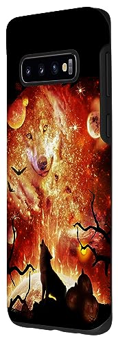 Galaxy S10 Halloween Wolf, Howling Wolves Family, Space Moon Case