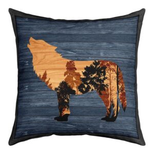 feelyou cute wolf throw pillow covers for couch sofa bed,set of 4 wolves howling decorative pillows cushion covers,animal wolves forest blue brown pillow inserts not included,18x18 inch