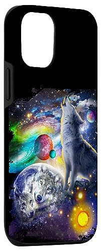 iPhone 12/12 Pro Cosmic Space Wolf, Wolves Family Howling, Reflections Case