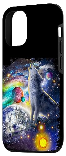 iPhone 12/12 Pro Cosmic Space Wolf, Wolves Family Howling, Reflections Case