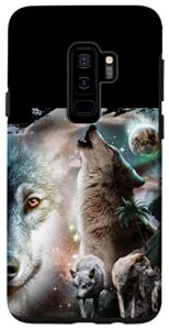 galaxy s9+ space wolves wolf howling at moon case