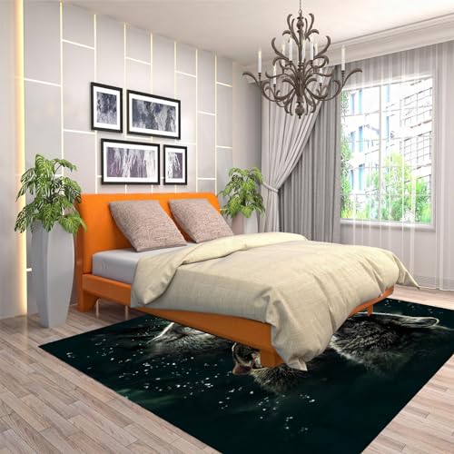 Wolves Room Decor Rug 2x4ft/24x48in/60x120cm Polyester Area Rug Mat for Living Dining Dorm Room Bedroom Home Decorative - Durable and Stylish Rug for Various Spaces