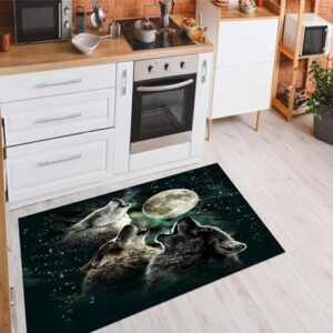 Wolves Room Decor Rug 2x4ft/24x48in/60x120cm Polyester Area Rug Mat for Living Dining Dorm Room Bedroom Home Decorative - Durable and Stylish Rug for Various Spaces