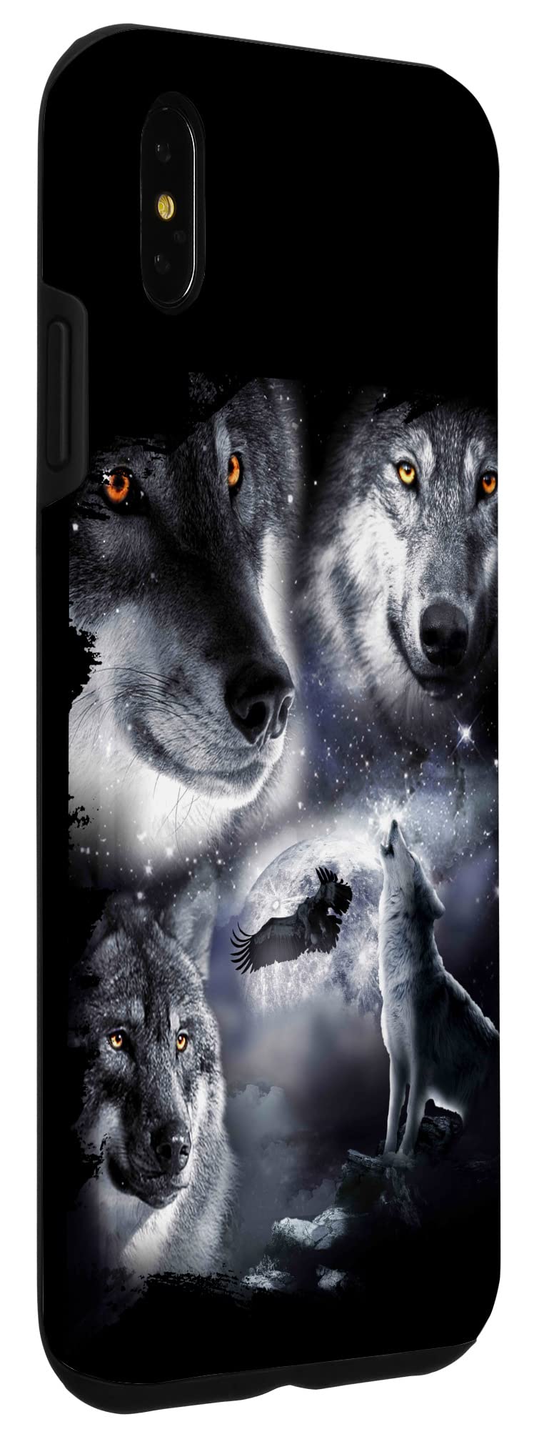 iPhone XS Max Space Wolves 3 Three Snow Wolf Howling At Moon Case