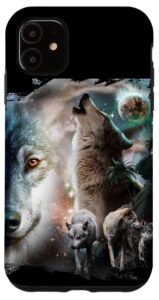 iphone 11 space wolves wolf howling at moon case