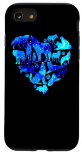 iphone se (2020) / 7 / 8 wolf lover valentine heart just girl who loves wolves space case