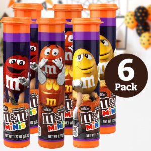 M&M Minis Milk Halloween Chocolate Candy Spooky Edition - Sweet Milk Peanut Chocolate Halloween Mini M&Ms Bulk Tubes Encased in Vibrant Candy Shell Colors - Melt in Your Mouth Snacks for Kids - 6 Pack