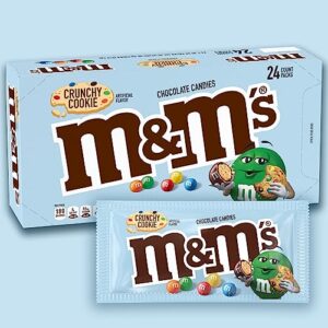 M&M'S Crunchy Cookie Milk Chocolate Candy, Singles Size, 1.35 Ounces, 24-Count Box