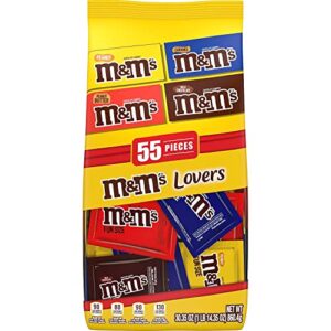 m&m's original, peanut, peanut butter & caramel fun size bulk easter chocolate candy, 30.35 oz, 55 ct, bag