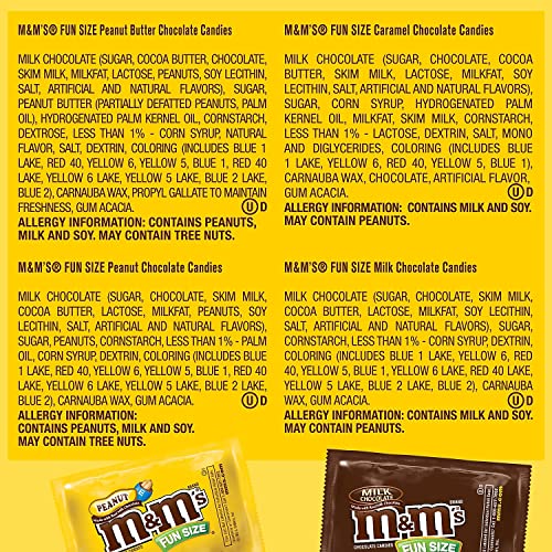 M&M'S Original, Peanut, Peanut Butter & Caramel Fun Size Bulk Easter Chocolate Candy, 30.35 oz, 55 ct, Bag