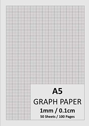 A5 Graph Paper 1mm 0.1cm: 148mm x 210mm, 1/5/10 mm Square Grid Ruled Graphing Notepad, 100 Pages/50 leaves | Engineering & Science Notebook | 1mm-5mm-10mm Graph Paper A5 Pad | 90gsm White Paper