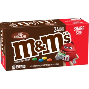 M&M'S Milk Chocolate Candy Sharing Size 3.14 Ounce (Pack of 24) Box