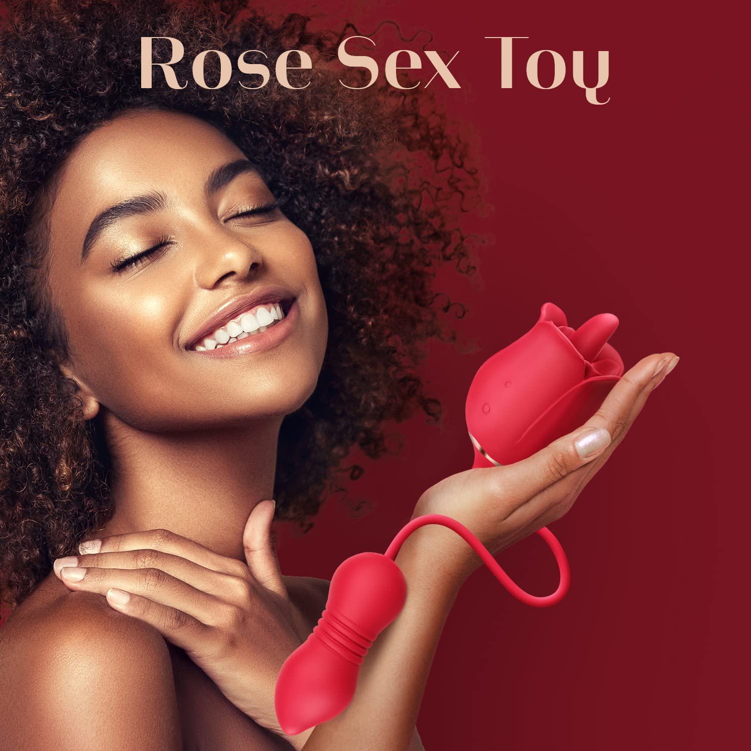 Rose Sex Toys Dildo Vibrator - 3in1 Adult Toys Sex Stimulator for Women with 9 Tongue Licking & Thrusting Dildo G Spot Vibrators, Adult Anal Sex Toy Games Clitoral Nipple Licker for Woman Man Couples