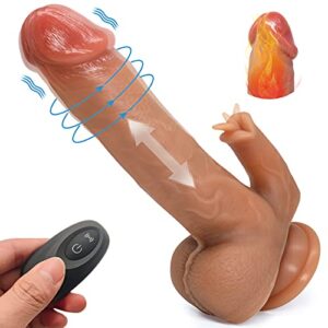 Realistic Vibrating Thrusting Dildo Vibrator Adult Sex Toy for Women 7 Thrusting 10 Vibration & Licking Modes - 8.5" Heating Dildo with Strong Suction Cup Dildos Flesh