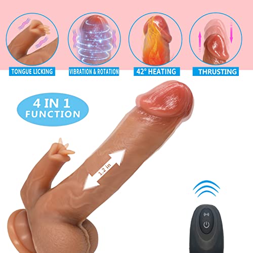 Realistic Vibrating Thrusting Dildo Vibrator Adult Sex Toy for Women 7 Thrusting 10 Vibration & Licking Modes - 8.5" Heating Dildo with Strong Suction Cup Dildos Flesh