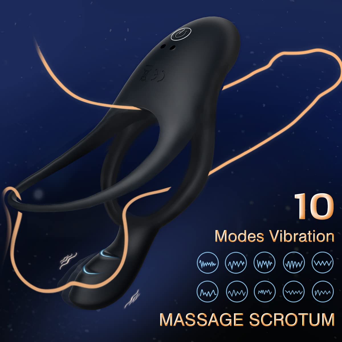 Vibrating Cock Ring with Clitoral Vibrator,10 Vibration Modes Penis Ring for Men, Medical Silicone Waterproof Sex Toys for Adult Couples Black