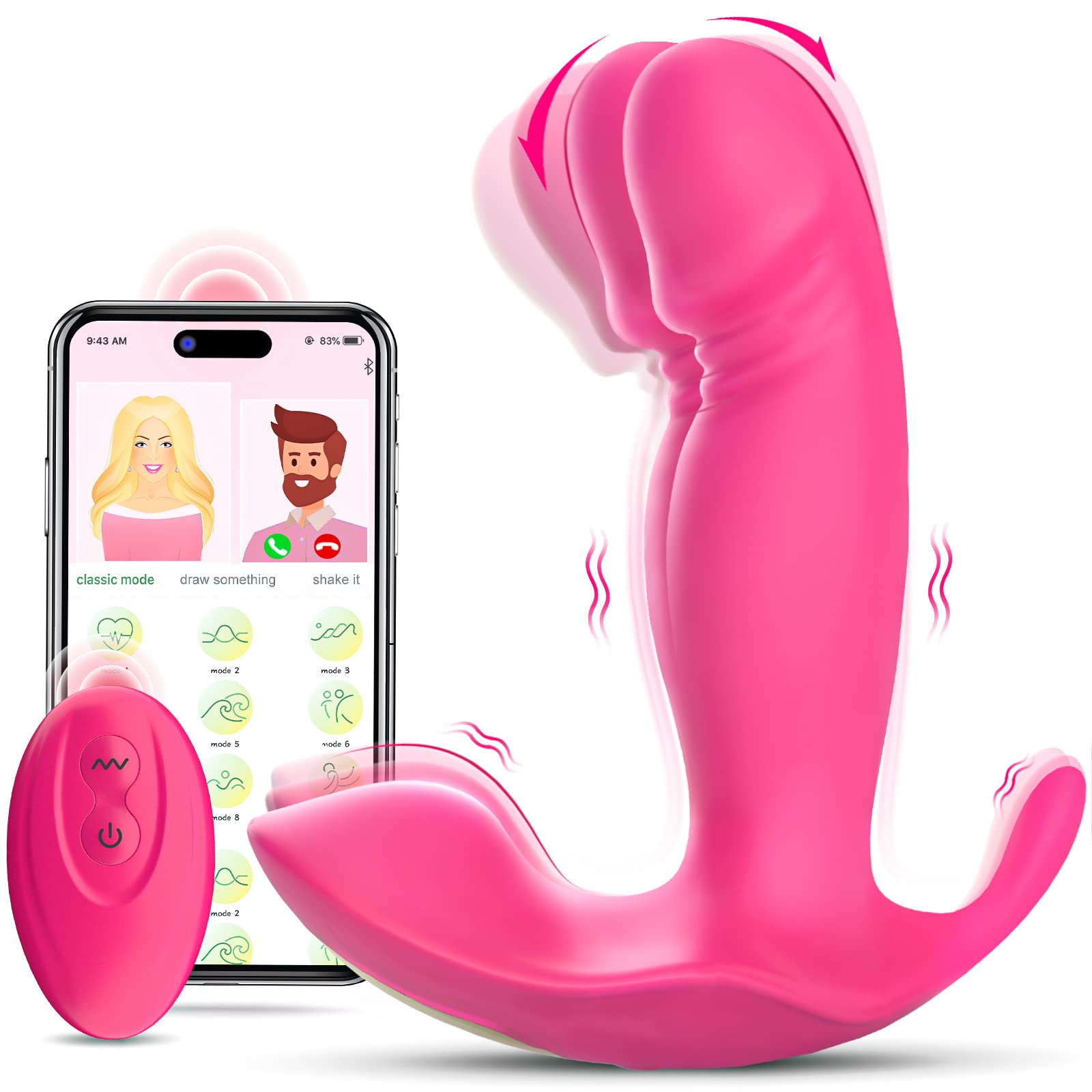 Wearable G Spot Dildo Vibrators Adult Sex Toys for Women or Men, App Remote Control Panty Mini Vibrator with 10 Quickly Wiggling & Vibrating Modes Panties Quite Rose Toy Sex Machine