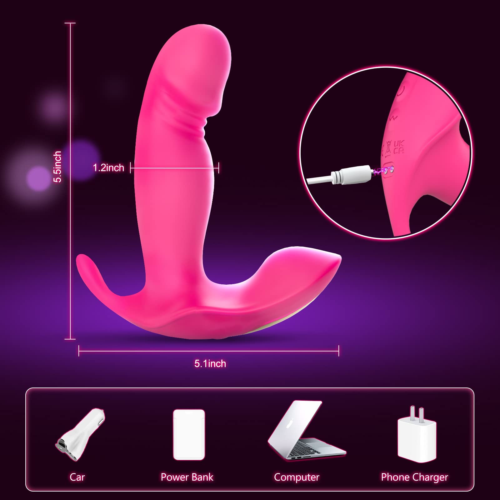 Wearable G Spot Dildo Vibrators Adult Sex Toys for Women or Men, App Remote Control Panty Mini Vibrator with 10 Quickly Wiggling & Vibrating Modes Panties Quite Rose Toy Sex Machine