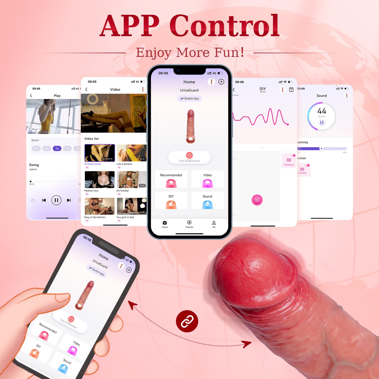 Penis Sleeve Cock Sleeve Vibrator - 4IN1 Realistic Adult Male Sex Toys for Men Penis Extender Vibrating Cock Ring 9 Modes, App, Remote Control, Elastic Penis Ring to Enlarge Prolong for Men Couples