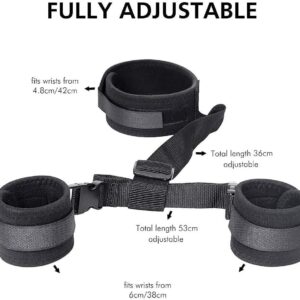 BDSM Neck to Wrist Restraints Bondage Set - Behind Back Handcuffs Collar with Blindfold Adjustable Bondage Set Bed SM Games Play Sex Toys for Couples