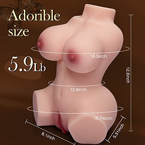 Sex Doll Male Masturbator with Realistic Boobs Vagina and Anal, Goyha 3 in 1 Torso Masturbator Love Doll Pocket Pussy with Built-in Spine 5.9lb Pussy Ass Male Sex Toy for Men Masturbation