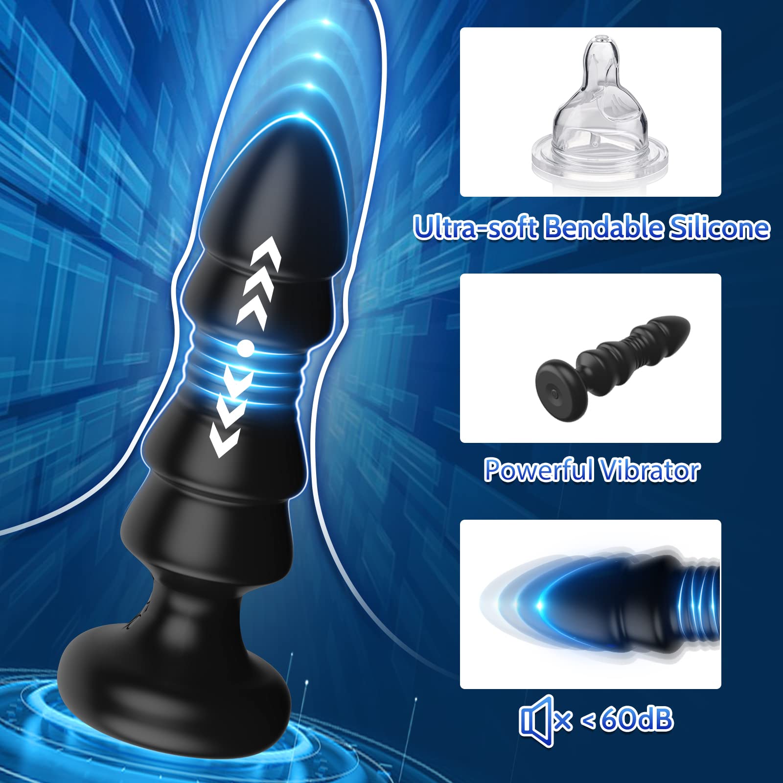 Thrusting Sex Toys Anal Plugs - Anal Toys Sex Toy Remote Control Vibrating Butt Plug G Spot Vibrator, Anal Beads with 5 Vibrating & Thrusting Prostate Massager, Anal Sex Toys for Male and Female