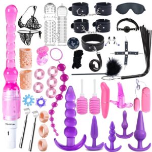 41Pcs SM Bondage Restraint Vibrator Silicone Anal Plug Sex Toys for Butt Plug