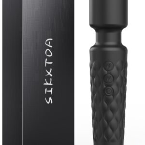 SIKXTOA Vibrator Wand Sex Toys, Female Adult Vibrators for Her, Wand Massager, Clit Stimulator Sex Toy, Dildo, with 8 Speeds of Pleasure & 20 Patterns, Waterproof (Classic Black)