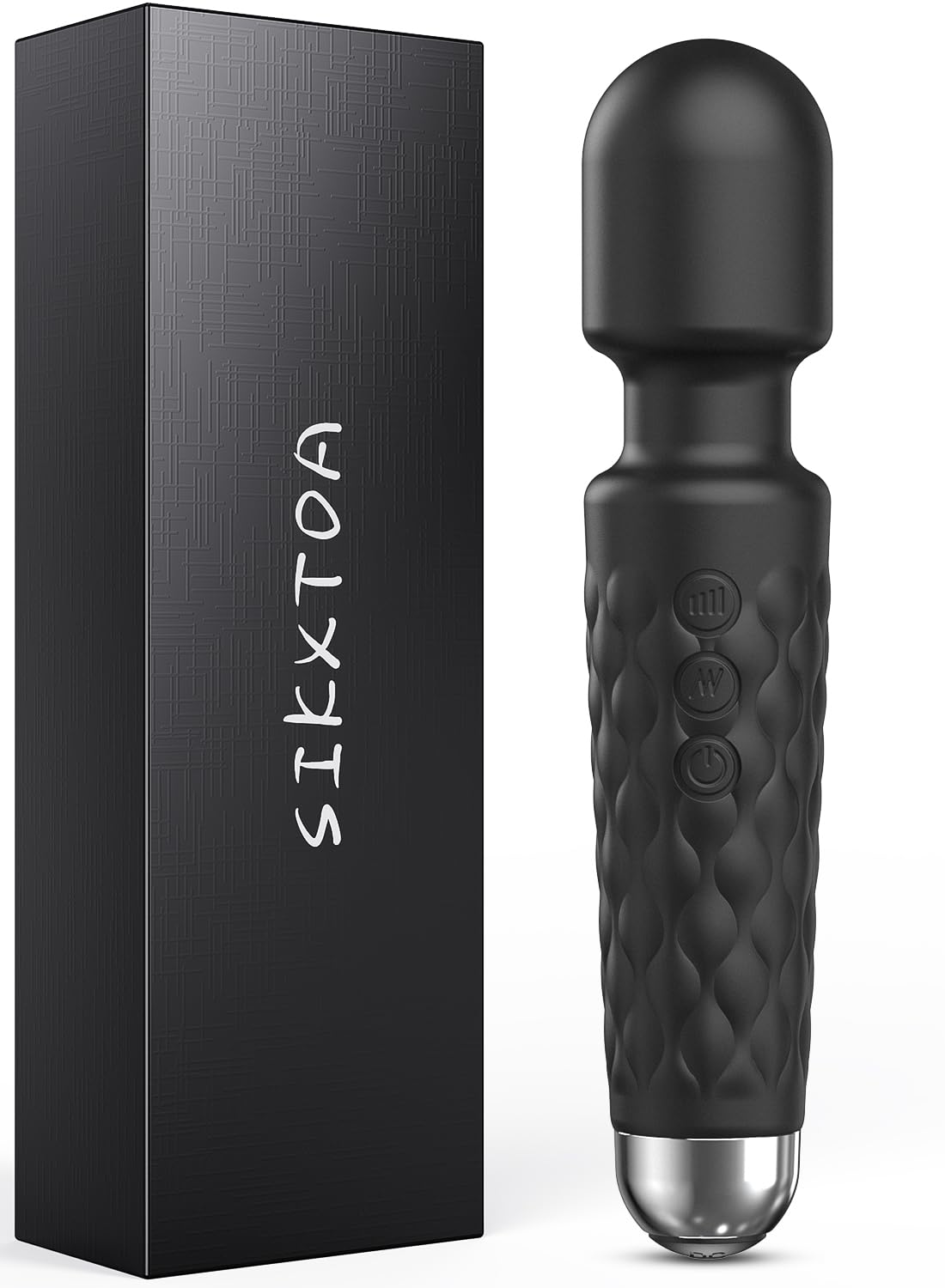 SIKXTOA Vibrator Wand Sex Toys, Female Adult Vibrators for Her, Wand Massager, Clit Stimulator Sex Toy, Dildo, with 8 Speeds of Pleasure & 20 Patterns, Waterproof (Classic Black)