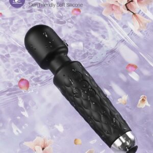 SIKXTOA Vibrator Wand Sex Toys, Female Adult Vibrators for Her, Wand Massager, Clit Stimulator Sex Toy, Dildo, with 8 Speeds of Pleasure & 20 Patterns, Waterproof (Classic Black)