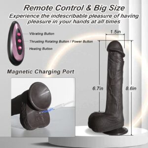 Thrusting Dildo Vibrator Sex Toy - Realistic G-Spot Silicone Suction Cup Rotating Dildos with 10 Modes & Heating for Anal Vagina Stimulation, Remote Control Adult Sex Toys & Games for Women Couples