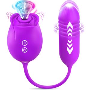 Vibrator Rose Sex Toy for Women – Upgraded Adult Toys Sex Toys for Women with 18 Sucking Vibrator Thrusting Dildo G Spot Vibrators Clitoral Nipple Stimulator, Adult Sex Toys Games for Couples Pleasure