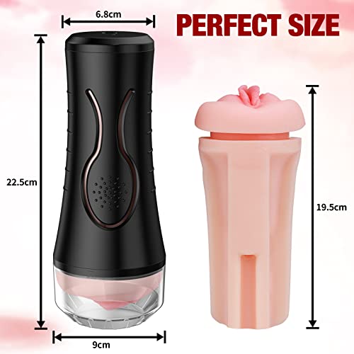 Vibrating Male Masturbator Squeezable Pocket Pussy, Lifelike Textured Vagina, Masturbation Cup with 7.5" Depth, Plump and Soft Fleshy Masturbating Stroker Sex Toy for Men Realistic