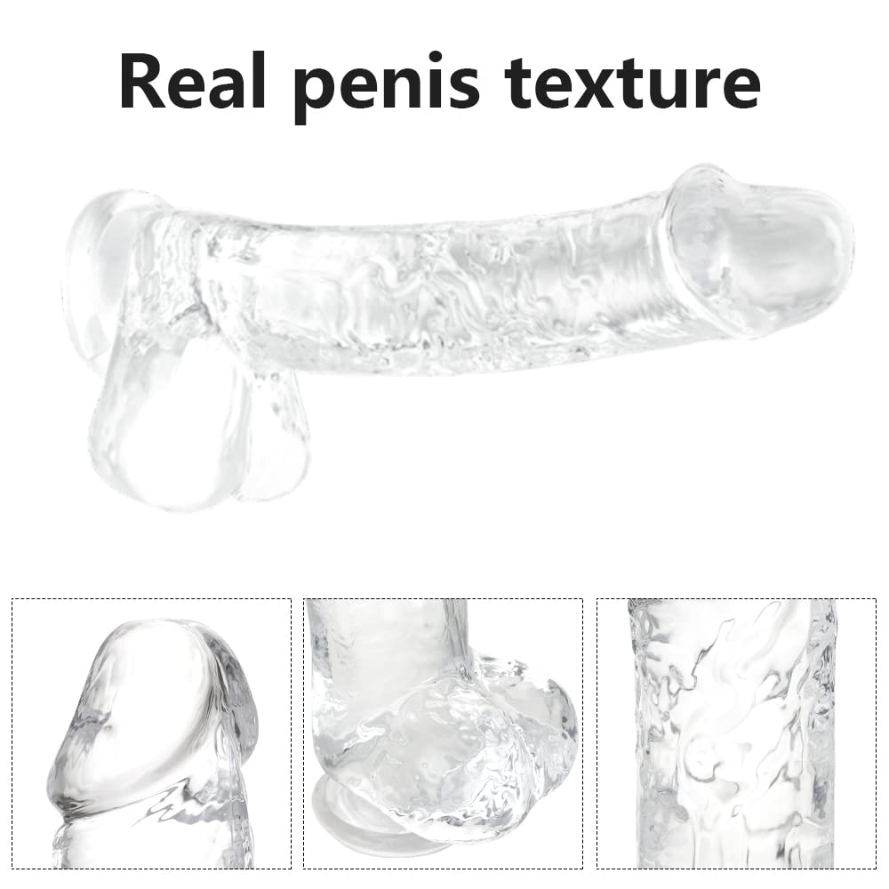 Small Realistic Clear 6 inch Cute Dildo,Adult Sex Toy with Suction Cup Dildo, Suitable for Beginner Women/Men/Gay with thin and slim Poke, can be Use for G-spot and Anal