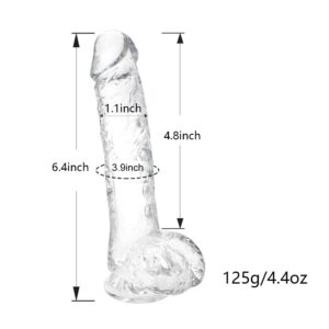 Small Realistic Clear 6 inch Cute Dildo,Adult Sex Toy with Suction Cup Dildo, Suitable for Beginner Women/Men/Gay with thin and slim Poke, can be Use for G-spot and Anal