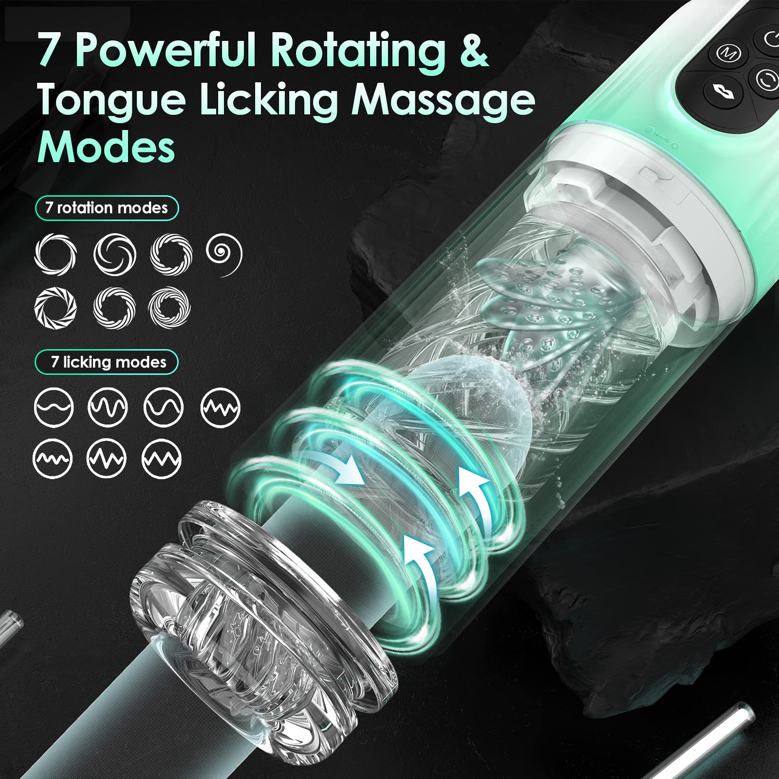 Automatic Male Masturbator - Penis Pump Adult Toys Male Sex Toys for Men Pocket Pussy Stroker with 4 Pump & 7 Rotating & 7 Licking & 7 Sucking Masturbators