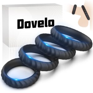 dovelo silicone penis rings kit, 4 different sizes cock rings for men sex toy, adult sex toys & games