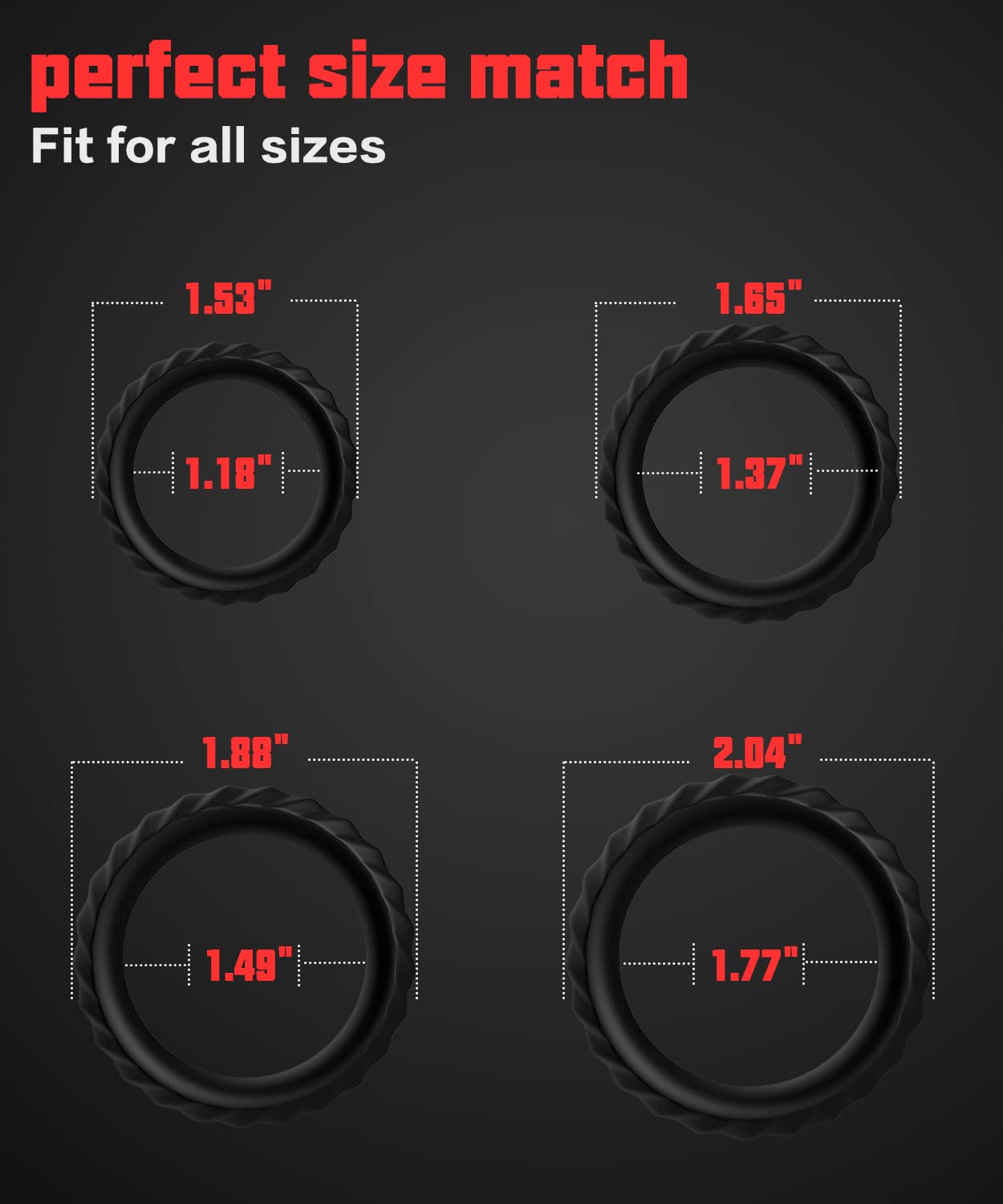 Dovelo Silicone Penis Rings kit, 4 Different Sizes Cock Rings for Men Sex Toy, Adult Sex Toys & Games