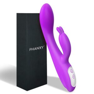 G Spot Rabbit Vibrator with Heating Function and Bunny Ears for Clitoris G-spot Stimulation,Waterproof Dildo with 9 Powerful Vibrations Dual Motor Stimulator for Women or Couple Fun