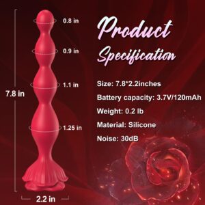 Rose Sex Toy Anal Beads,Vibrating Butt Plug with 9 Modes,Prostate Massager for Women & Men,Waterproof Silicone Rose Toy Sex Stimulator for Adult