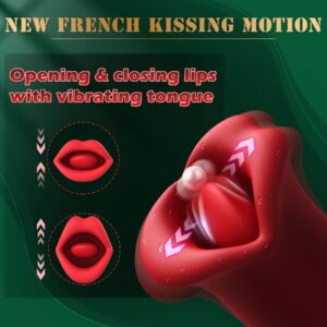 Adult Sex Toys Vibrator, Rose Toy, Rose Sex Stimulator for Women with 10 Vibration Modes and 10 French Kissing Modes, Tongue Sex Toy Vibrator, Clitoral Vibrator for Women, Adult Sex Toys